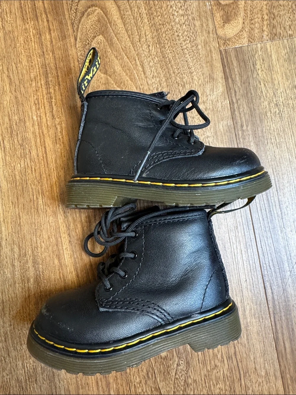 Dr Martens Soft T Leather Lace Up Boots Black Booties  Size 5 Toddler